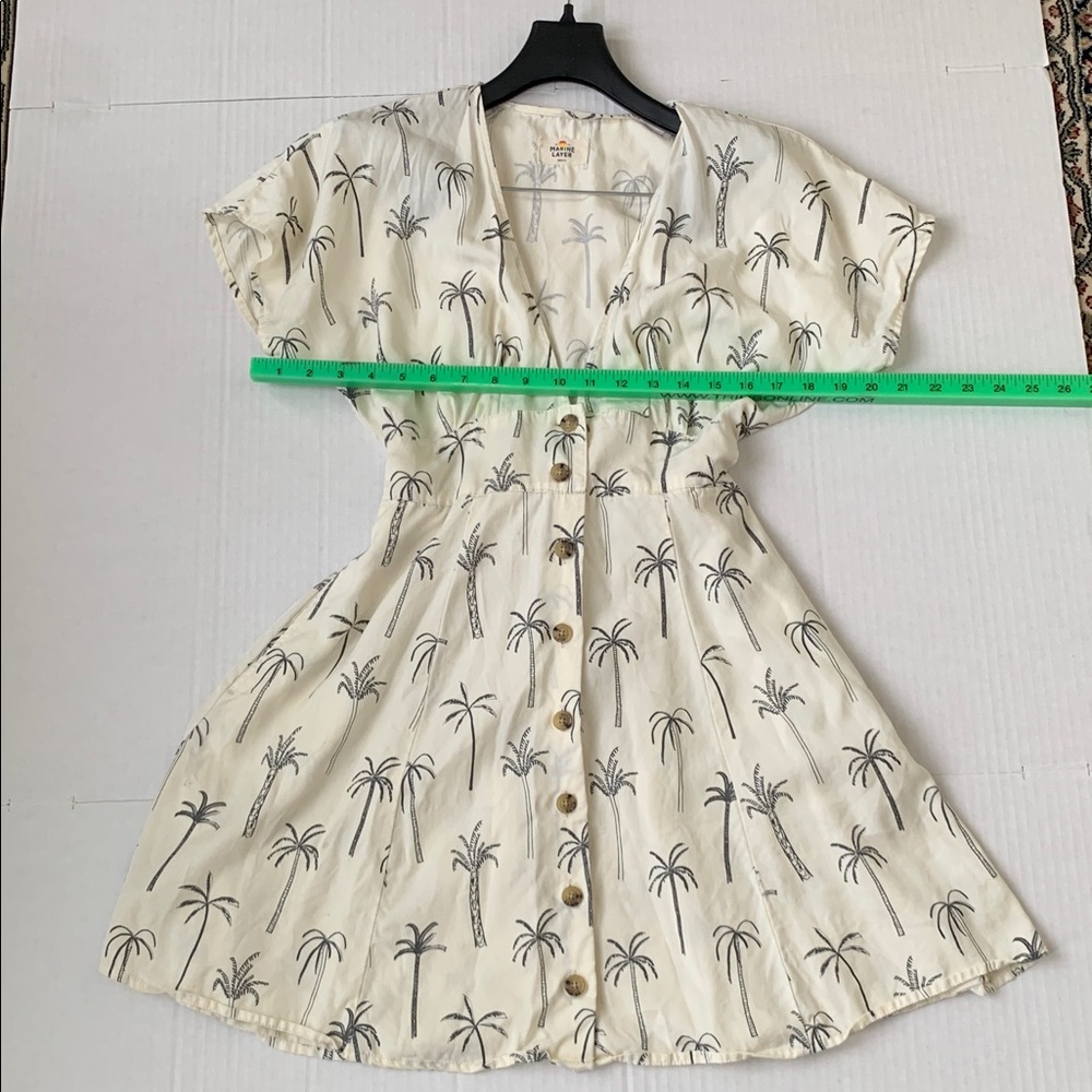 Marine Layer Camilla Cream and Black Palm Print Mini Dress size small